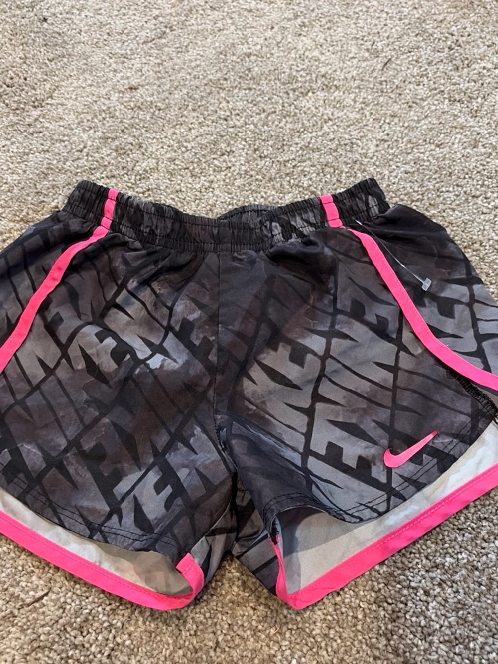 Nike Black & Pink Patterned Dri-FIT Athletic Shorts